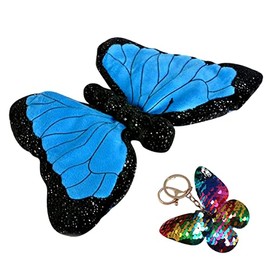 Forest & Twelfth Sparkles Morpho Butterfly Plush Stuffed 12 inch Toy Plus Reversible Sequin Butterfly Keychain