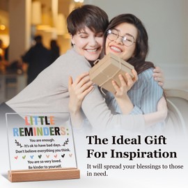 Inspirational Gifts for Women Men, Motivational Gifts Plaque with Wooden Stand, Positive Gifts for Women, Comfort Gifts for Women, Cheer Up Gifts Desk Decor Gifts for for Friends Coworker Employees