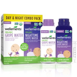 Wellements Wellements Organic Gripe Water for Babies Day & Night Combo Pack (4 Fl Oz) - Infant Gripe Water Newborn Calms Occasional Stomach Discomfort from Baby Gas, Colic, Hiccups & Fussiness - USDA Certified