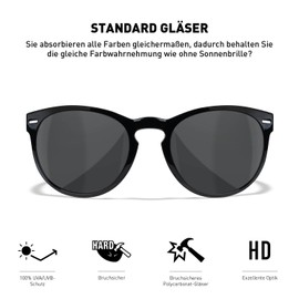 Wiley X Unisex Covert Sunglasses, Grey lenses, glossy black frame