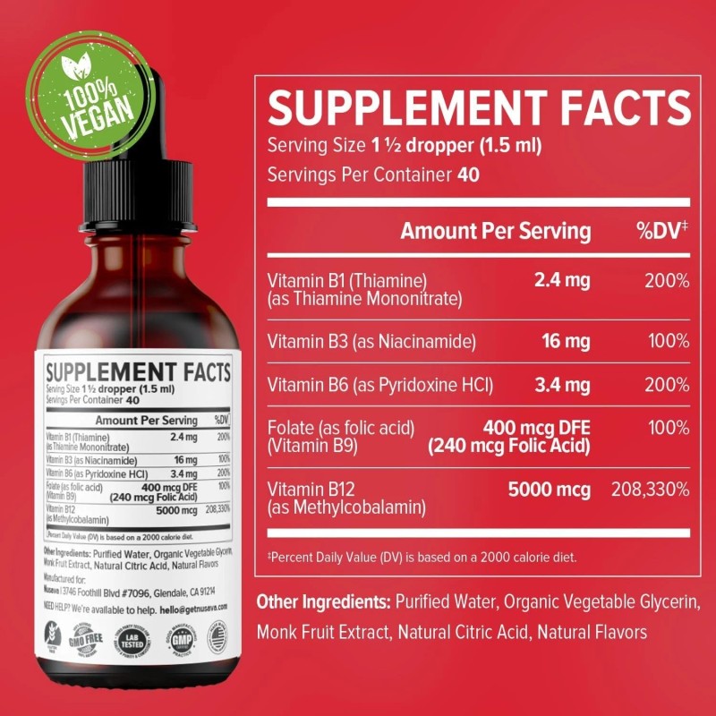 2 Pack Vitamin B12 and B6 Liquid Drops B12 Sublingual