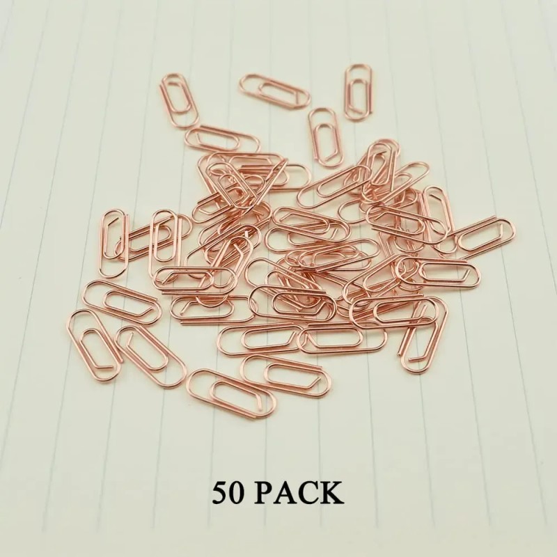 Clips De Papel Resistentes 50 Unidades Metal Rosa Brillante