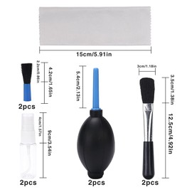 YIXISI 9 Stücke Professionelles Kamera Objektiv Reinigungsset: 2 x Staubball, 2 x Minibürste, 2 x Reinigungsbürste, 2 x Wiederverwendbare Sprühflasche, 1 x Mikrofasertücher, für DSLR-Kameras/Camcorder