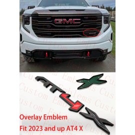 Auto Front Grill Matte Black AT4X OVERLAY Emblem 2023+ GMC Sierra 1500