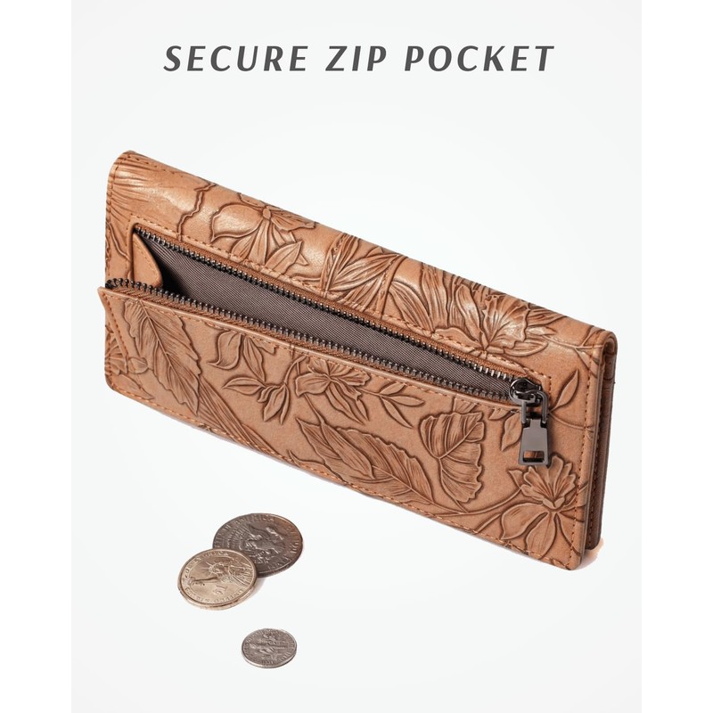 Unilily Slim Wallet Women RFID Blocking Vegan Leather Bifold Clutch