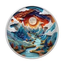 Jigfoxy Wooden Puzzle for Adults, 3D Visual Full Sun in The Mountains Wooden Jigsaw Puzzles for Adult, Unique Animal Shape Wood Cut Puzzles, for Friends Family (S-8.5 * 8.5in-100pcs)