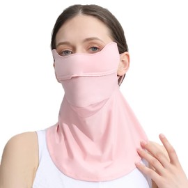 Famimor Women's Face Cover, UV Protection, Sun Protection, Neck Cover, Breathless, Breathable, Cool to Touch, UPF50+, Cool, Face Cover, Sports, Golf, Bicycle, Farming, UV Protection Mask, Pink
