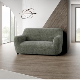 PAULATO BY GA.I.CO. Loveseat Slipcover - Oversized Chair Cover - Stretch Couch Cover - Cushion Love Seat Sofa Slipcovers - 1-Piece Form Fit Washable Protector - Microfibra Print - Mossy Grey