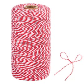 Baker Twine, TACHIO 2 mm Cotton Cord, 100 m Craft Cord, Decorative Cord, Baker's Twine Perfect for DIY Arts and Crafts, Gardening, Red and White