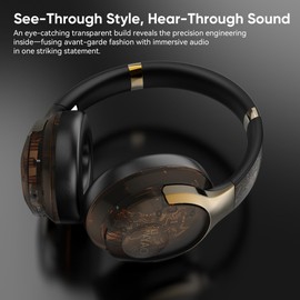 FVYAO Wireless Bluetooth Headphones Over Ear with RGB Light, 65H Playtime HiFi Stereo Headset with Microphone, Foldable Bluetooth V6.0 Headphones with Deep Bass 40mm Drivers for Home/Gym/Work