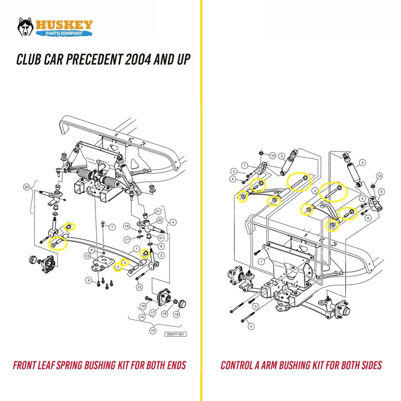 Huskey Club Car Precedent Front Lower Spring & Upper A-Arms