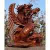 Wogeka 20 cm Three Head Lucky Dragon Wooden Dragon FENG