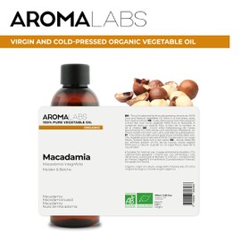 ORGANIC - MACADAMIA Oil - 100mL - 100% Pure, Natural, Cold Pressed And AB Certified - AROMA LABS (French Brand)