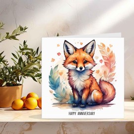 Happy Anniversary Card - Cute Fox Anniversary Cards for him her 145 x 145mm