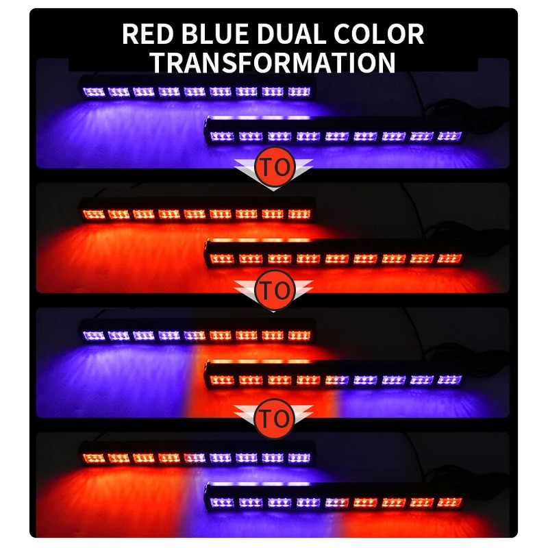 162 LED Dual Car Windshield Strobe Warning Light Bars, 12–24V