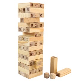 PIWOSGOL Wooden Wobble Tower 48 Building Blocks for Stacking, Stacking Game for Children from 3 Years, Skill, Promotes Development and Motor Skills of Toddlers, 17.5 x 4.5 x 4.5 cm (Small)