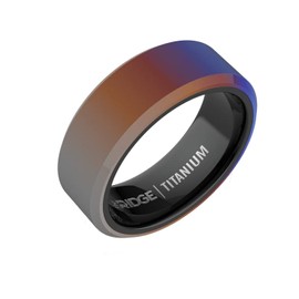 The Ridge Burnt Titanium Beveled Ring Comfort Fit Wedding Band - 10