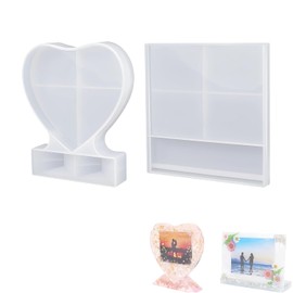 AUNMAS Moldes de Resina para Marcos de Fotos, Moldes de Silicona para Marcos de Fotos con Corazón y Forma Cuadrada Artesanías Hechas a Mano Decoración del Hogar para Manualidades DIY