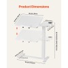 White Portable Overbed Table With Hidden Wheels Flip Desktop Height