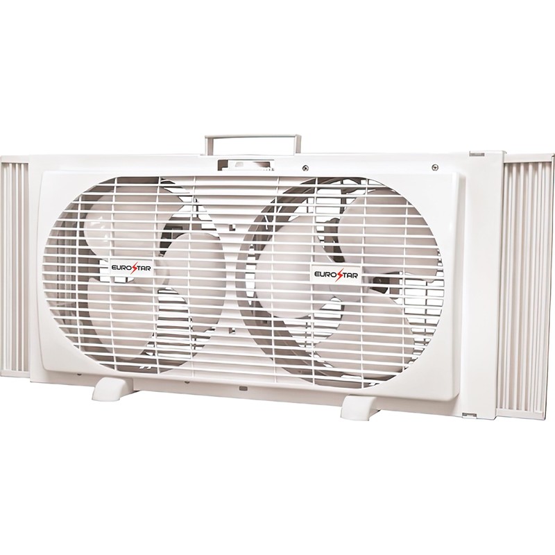 EUROSTAR Twin Window Fan, White, 33 Inch