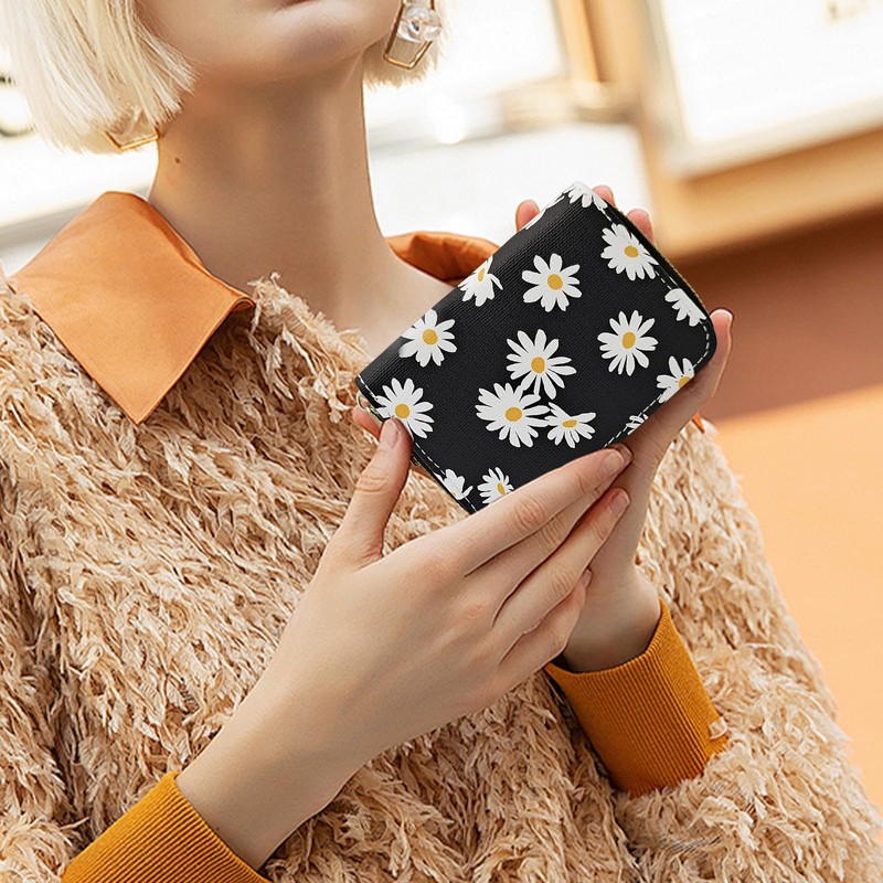 AfitLulu Credit Card Holder for Women, RFID-Blocking Daisy Prints Card