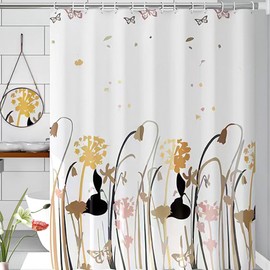 Adorila Waterproof Fabric Shower Curtain, 71"x71" Washable Dandelion Shower Curtain, Bath Curtain with Metal Grommet and Hooks