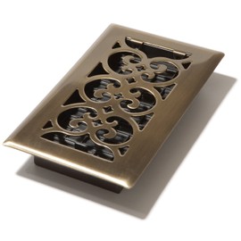 Decor Grates SPH408-A Scroll Design Floor Register, 4x8 Inches, Antique Brass Finish