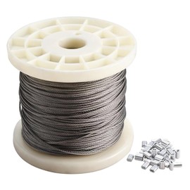Yaegoo 1/16 Inch 164 FT Stainless Steel Cable Wire Rope, 7x7 Strand Core, Including 50pcs Aluminum Sleeves, Breaking Strength 480lb
