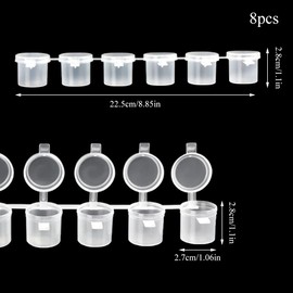 Sixfolo 48 Pots Empty Paint Strips, 10 ml Mini Paint Pot Pod Strips Small Paint Pots with Lid Plastic Storage Container for Children Schools Painting Crafts (8 Strips)