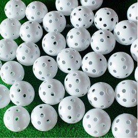 Adwikoso 50 Pack Plastic Golf Training Balls with 2 Golf Ball Tees– Airflow Hollow Golf Balls for Indoor Putting Green, Backyard Outdoor Practice Equipment (White 50Pcs)