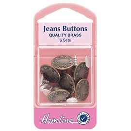 Hemline Jeans Buttons 16mm - Bronze, pk of 6 sets