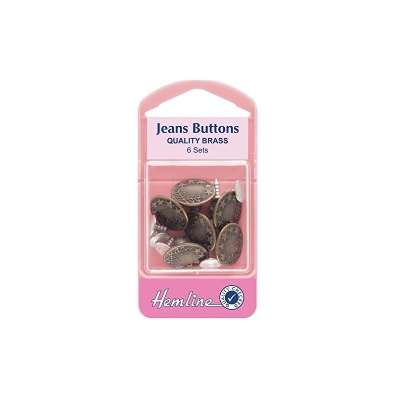 Hemline Jeans Buttons 16mm - Bronze, pk of 6 sets
