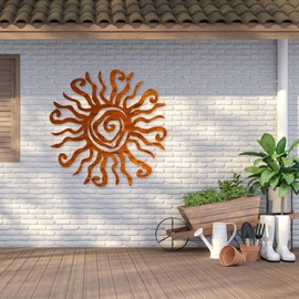 Riverside Designs Wacky Sun Metal Wall Art Outdoor Decor - 18 Inches Rust Proof Wall Sculpture - Ideal for Garden, Home, Farmhouse, Patio and Bedroom - Made in USA (18", Copper)