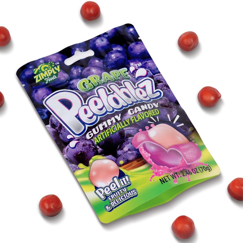 Peelable Grape Gummies Pack of 3 - Resealable 2.46 Oz