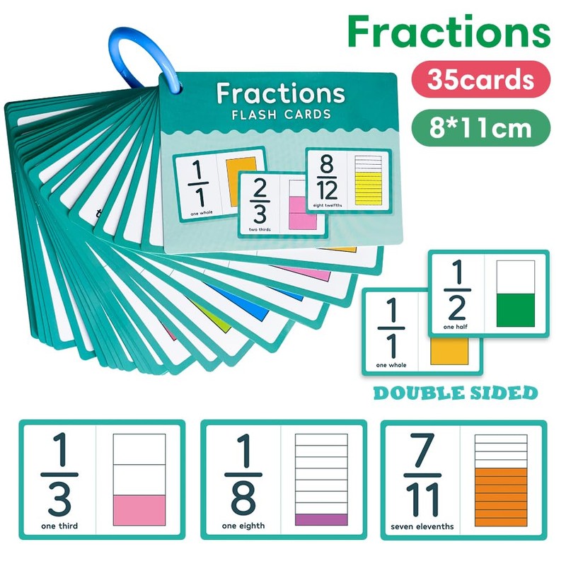 Lachilly Fraction Number Flash Cards - Graphically Illustrated Simplification Math