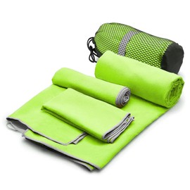 Yostyle Toallas de Microfibra, 3pcs-Toalla de Viaje Deportiva Absorbente, Toalla Secado Rápido Grande Ligera y Suave, con Bolsa Portátil, Toallas para Natacion, Gym, Playa, Baño (Verde)