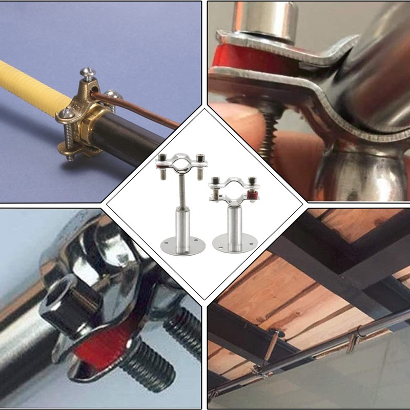 Piutouyar 2 Pcs Stainless Steel Wall Mount Ceiling Mount Pipe