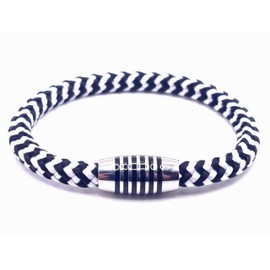 Bracelet "Black/White Shockwave" made of colour-intensive paracord sailing rope with black enamelled stainless steel magnetic clasp., Nylon