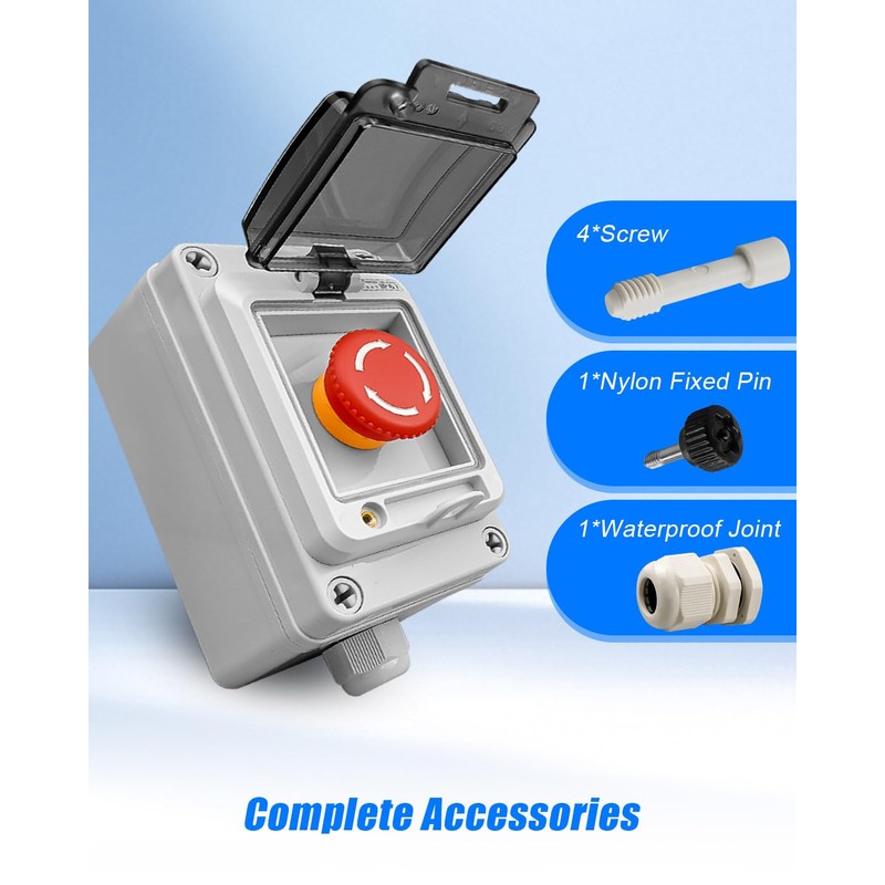 660V 10A Push Button Switch Box, Red Momentary Emergency Stop