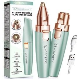 Rechargeable 2-in-1 Eyebrow & Facial Hair Remover for Women, Painless Razor with LED Light for Lips, Body & Daily Gentle Comfort:_Pastel Green_1 Pack