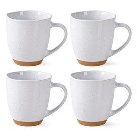 AmorArc 12oz Coffee Mugs, Ceramic Coffee Mugs set of 4 for Man, Woman, Dad, Mom, Modern Coffee Cups with handle for Latte/Cappuccino/Milk/Cocoa. Dishwasher&Microwave Safe, White