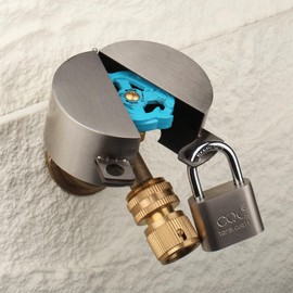 Outdoor Faucet Lock Water Hose Bib Locks Spigot Valve Locking Cover with Padlock, Prevent Outside Water Theft and Unauthorized Use of Water, Stainless Steel