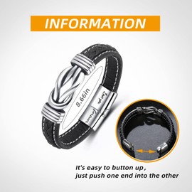 Zu Meinem Sohn Herren Armband Liebe Sie für immer Armband, Edelstahl Echtleder Armband Naturstein Geflochten Mit Magnet Verschluss Abschluss Geburtstagsgeschenk