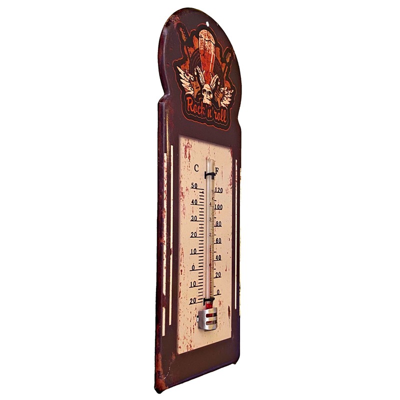 Crispe Analogue Indoor Outdoor Thermometer 'Rock 'n'roll' Metal 29 x