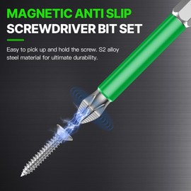 HUHAO 2Pcs Screwdriver Bit Set,S2 Alloy Steel Anti-Slip Drill Bit, Magnetic Impact Driver Bit Torque Screwdriver Waterproof Impact Batch Head for Electric Hand Tool