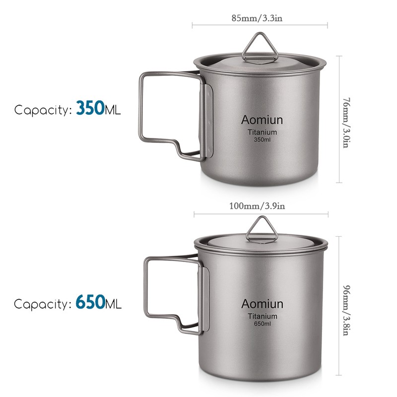 Aomiun Ultralight Titanium Cup Outdoor Portable 2PCS Cup Set 350ml