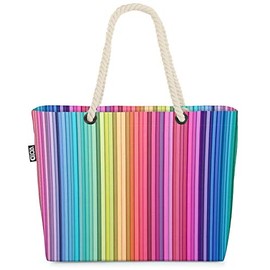 VOID Colour Stripes Beach Bag Shopper 58 x 38 x 16 cm 23L XXL Shopping Bag Travel Bag Beach Bag, multicoloured, Casual