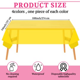 Oudain 8 Pack Glow in The Dark Plastic Tablecloth 54 x 108 Inch Fluorescence Assorted Neon Color Plastic Table Cover Disposable Rectangle Table Cover for Neon Party Supplies Picnic Home Decoration