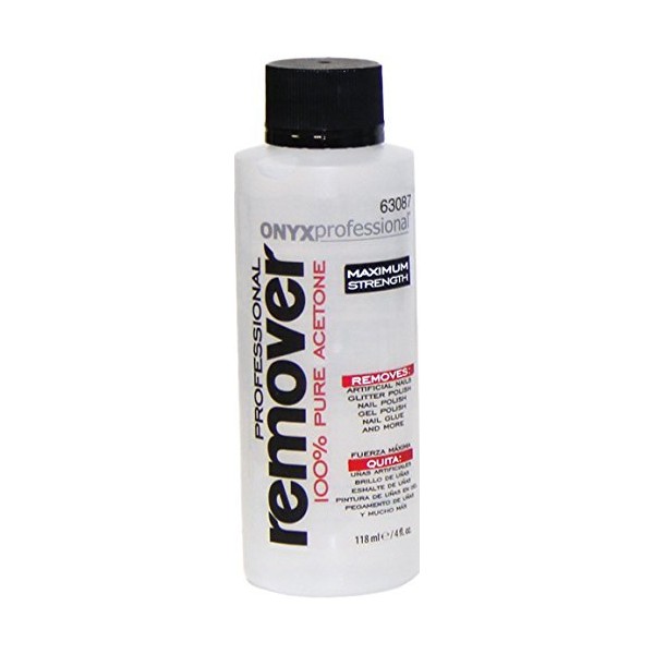 Onyx Professional 100% Acetone Nail Polish Remover 4 oz - Removes Artificial Nails, Nail Polish, Nail Glue & Glitter Polish