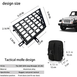 Metal Front Door Storage Box, Door Side Insert Organizer Box Pockets for 2007-2018 Jeep Wrangler JK 2/4 Door 2pcs(Black) with 3C Carry Bag